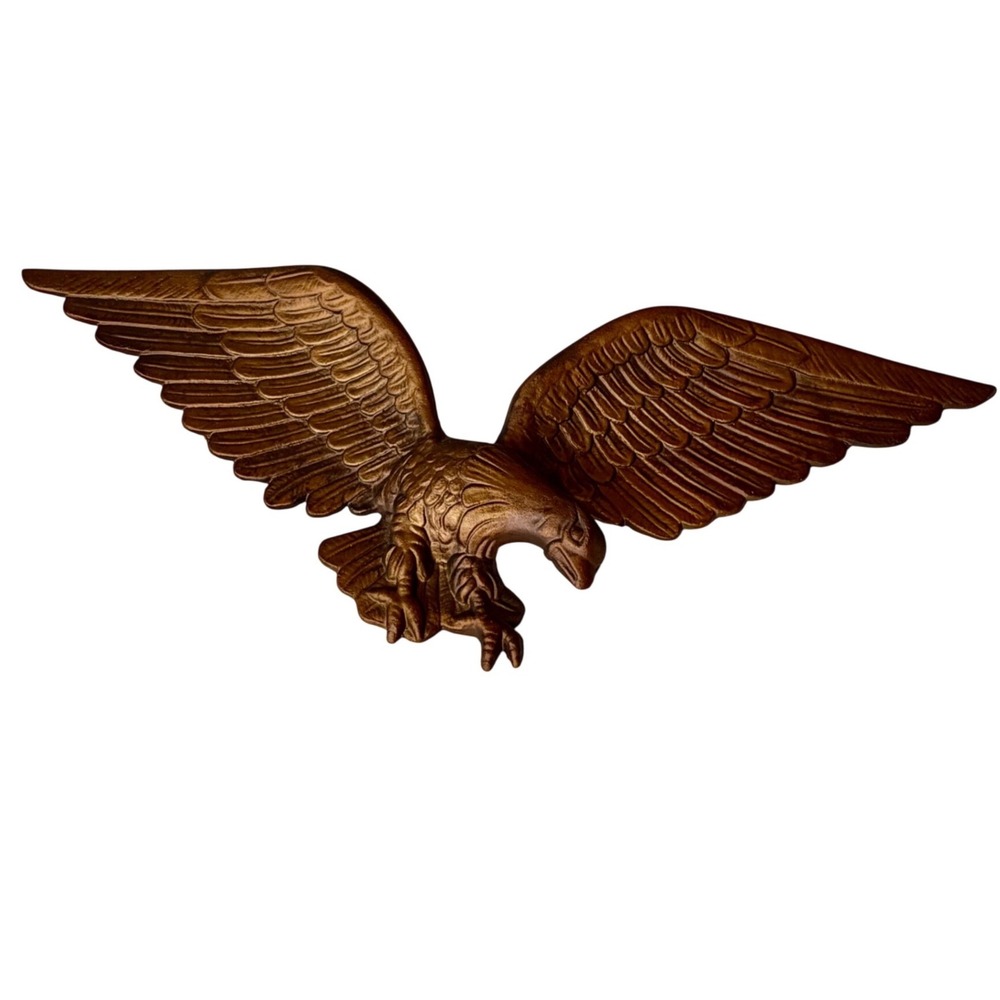 Vintage Royal Cast Metal Eagle Wall Hanging Plaque Bronze Tone 23 Inch Americana